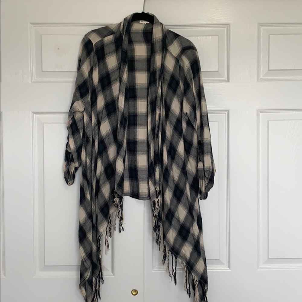 Loose flannel cardigan